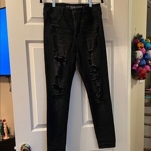 American Eagle Outfitters Black Distressed Jeans